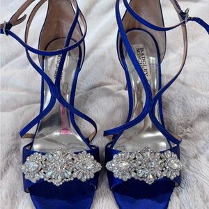 Badgley Mischka Royal Blue Crystal Embellished Heels